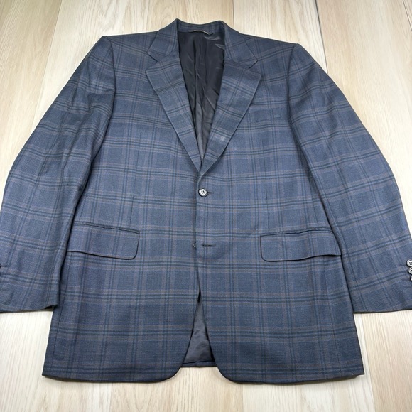 Canali Other - Canali For Bloomingdales Wool Lana Sport Coat Italy Windowpane 2 Button Size 38R